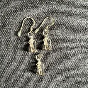 Skier earrings and pendant